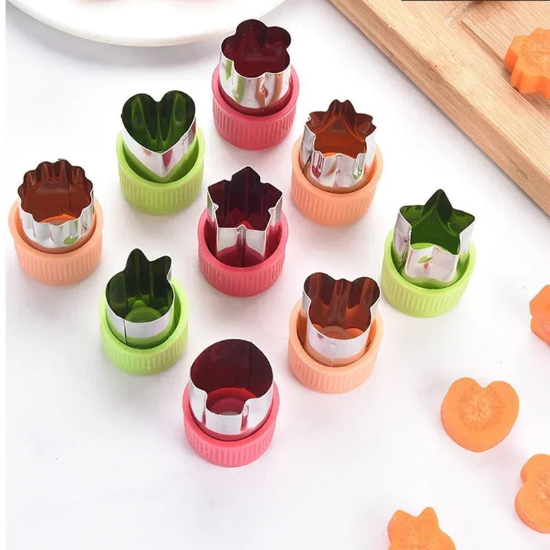 3/12Pcs Star Heart Shape Vegetables Cutter Plastic Handle Portable