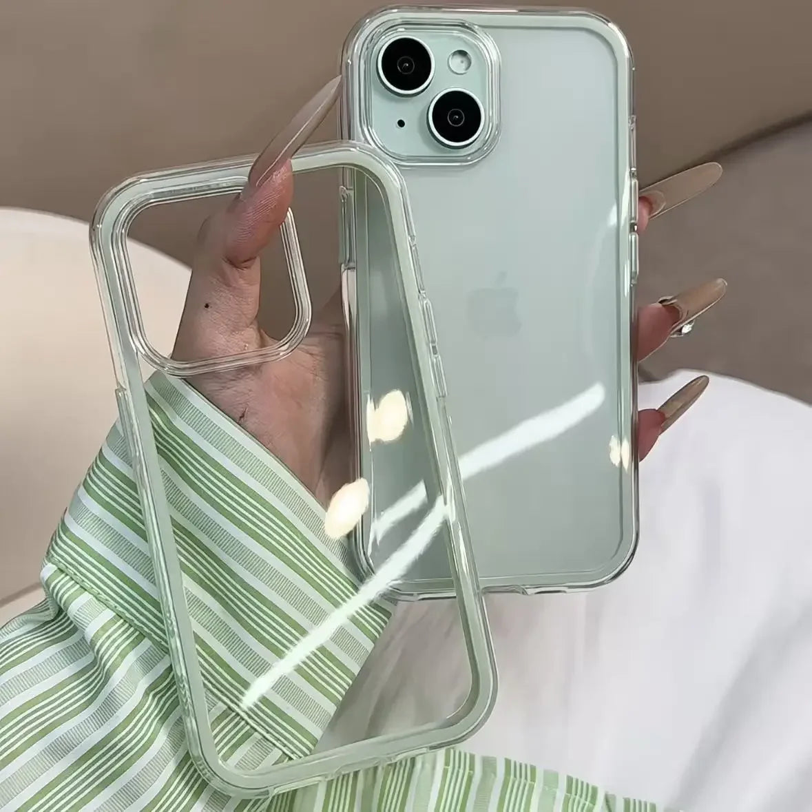 Luxury Candy Color Frame Clear Back Phone Case For iPhone 17 Air 16 15 14 13 12 18 Pro Max Plus Acrylic Shockproof Bumper Cover