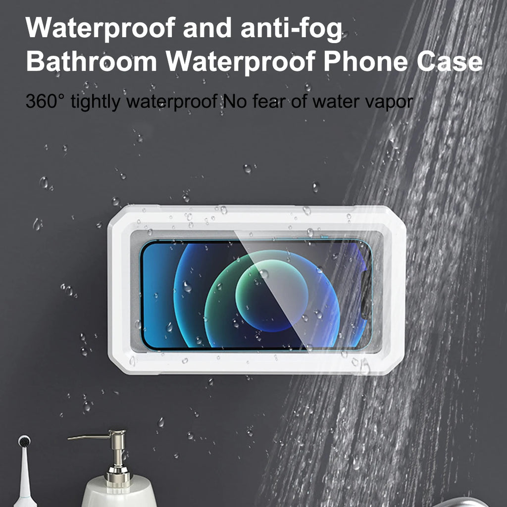 Adjustable Waterproof Shower Phone Holder 360 Degree Rotation Wall Mirror Mount Mobile Phone Holder for Bathroom Bathtub Kitchen