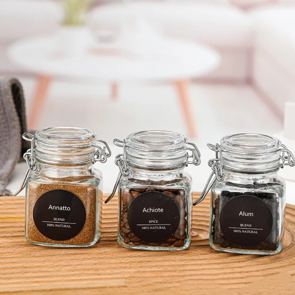 Buckle Glass Jar Transparent Airtight Glass Jar Wide Mouth Container Stylish Sealed Storage Jar For Spice Organization Coffee