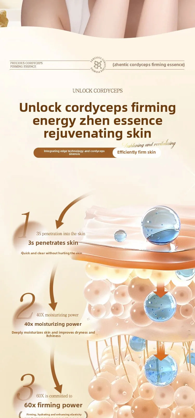 Cordyceps Sinensis Anti-aging Serum Anti-wrinkle Whitening Brightening Promote collagen Reduce Fine Line Skin Care Essence