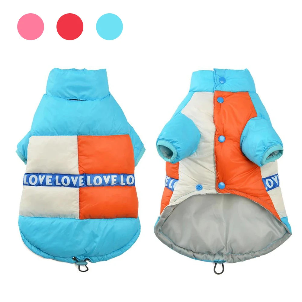 Warm Pet Clothes Waterproof Button Costume For Small Dogs Winter Cute Splicing Puppy Jacket Coat Chihuahua French Bulldog Outfit