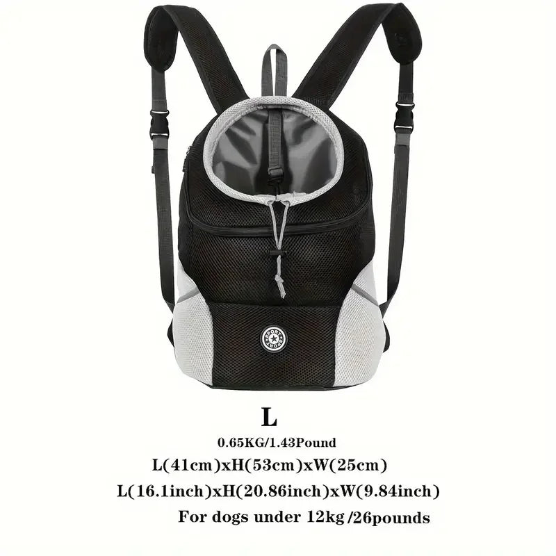 New Dog Pet Backpack Comfortable Carrier Travel Hiking Bag Front Pack Breathable Adjustable Straps for Small Medium Dogs Cats