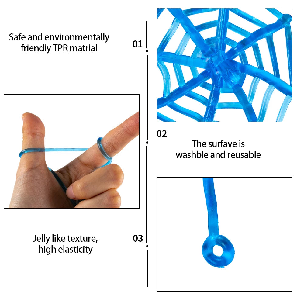 10pcs Halloween Sticky Hands Toys for Kids Spider Web pumpkin bat ghost hand Stretchy Sticky Toys Halloween Trick or Treat Party