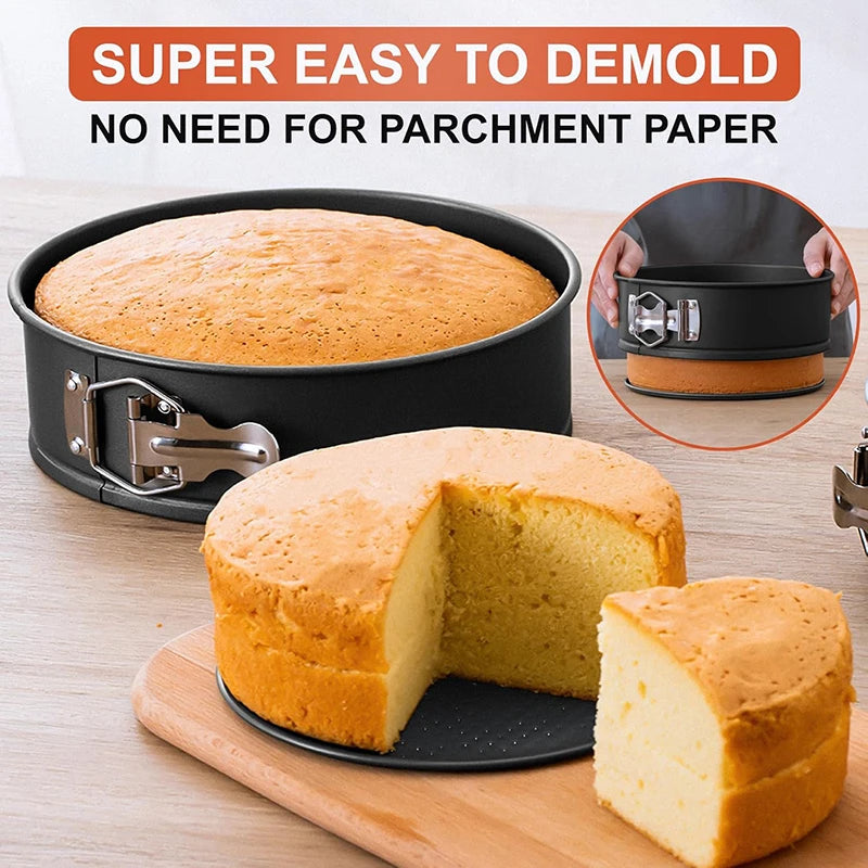 4/7/9Inch Carbon Steel Cake Mold with Latch Nonstick Cake Tin with Removable Bottom Cake Pan Brownies Cheesecake Baking Mould