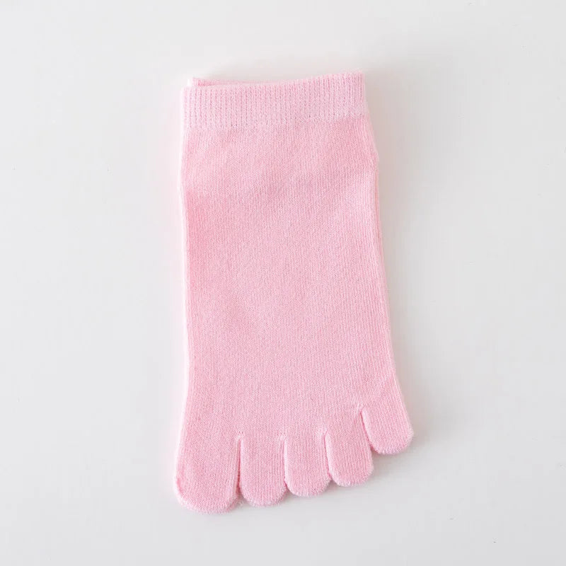 Spring Summer Women's Candy Color Ankle Socks Sweat absorption Breathable Cotton Split Toe Socks 5 Toes Short Five Finger Socks
