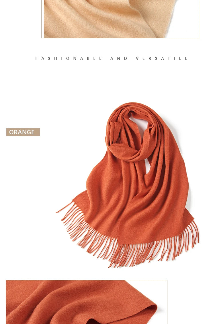 LONGMING 100% Merino Wool Knitted Shawl New Women Autumn Fashion Classic Plaid Solid Scarf Winter Warm Knottable Muffler for Man