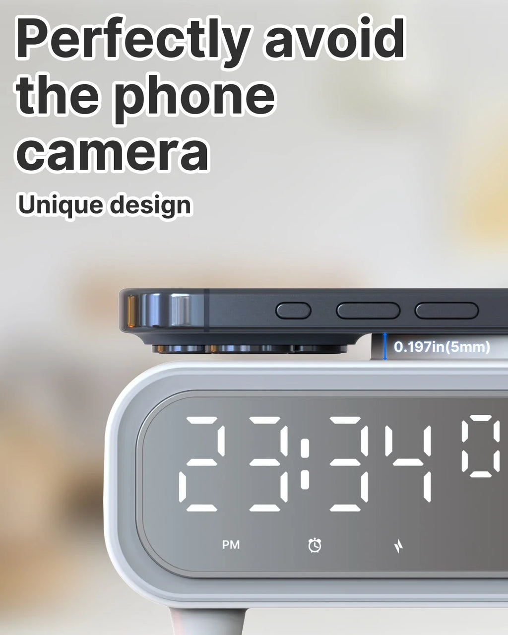 15W Wireless Charger Time Alarm Clock LED Night Light Thermometer Earphone Phone Chargers Fast Charging Dock Station For iPhone