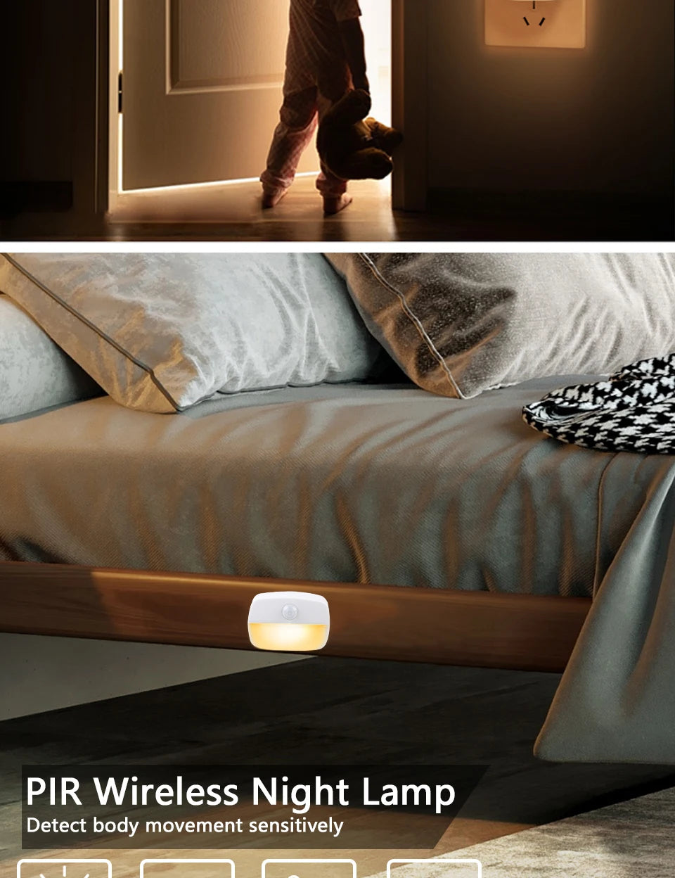LED Night Light Motion Sensor Night Lamp Room Decor Lamp Bedside Led Lamp With EU Plug Led Lights For Closet Bedroom Home Decor