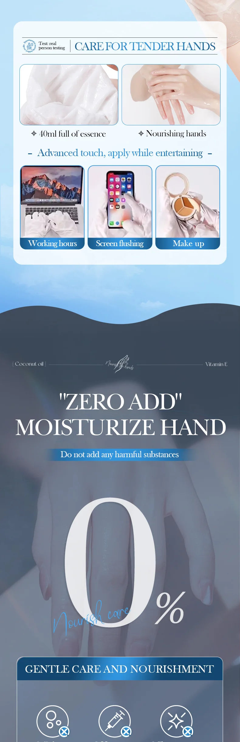 SADOER Coconut Moisturizing Hand Mask Whitening Nourishing Anti-aging Hydrating Hand Gloves for Hands Skin Care Products