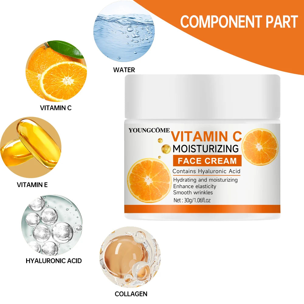 Vitamin C Moisturising Cream Repair Anti-aging Essence Facial Skin Care Contains Hyaluronic Acid Dark Spot Remover Moisturizing