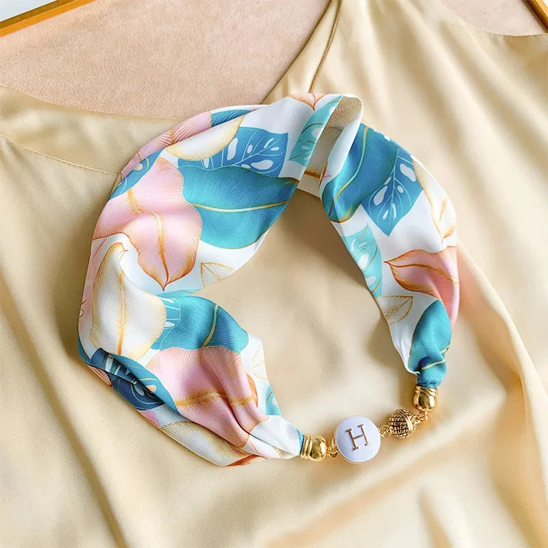 Imitation Silk Scarf Magnetic Buckle Necklace Pendant Wearing Spring and Autumn Cervical Protection for Women