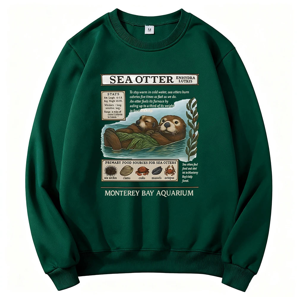 Sea Otter Monterey Bay Aquarium Sweatshirt Long Sleeve Female Winter Pullovers Crewneck Women Men Casual Clothing Streetwear