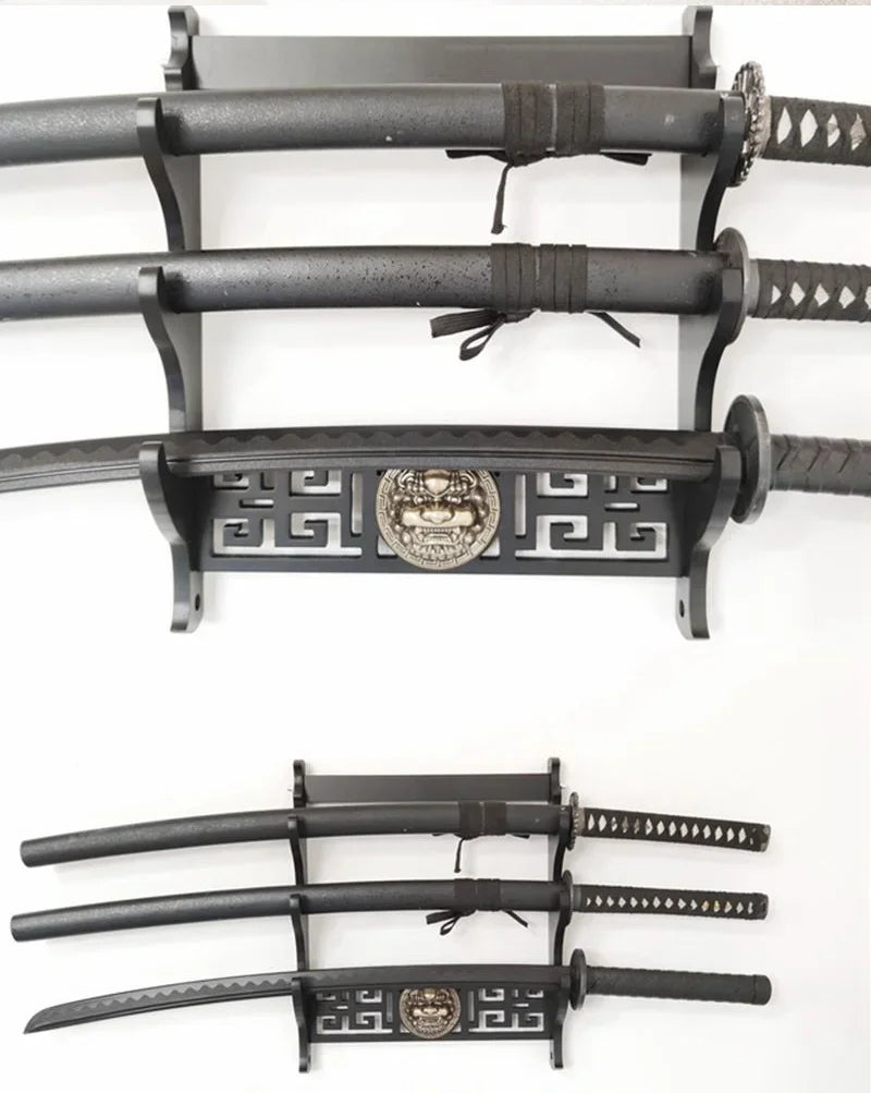 Wall Rapier Katana Shelf Support Wooden 4-Layers Wall Sword Stand Holder Display Real Size Japanese Katana Sabre Rack Decoration