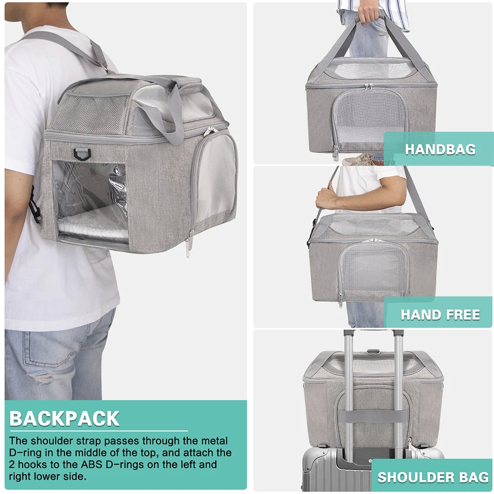 Pet Backpack Breathable Cat Carrier Bag Travel Airline Approved Transport Bag For Small Dogs and Cats