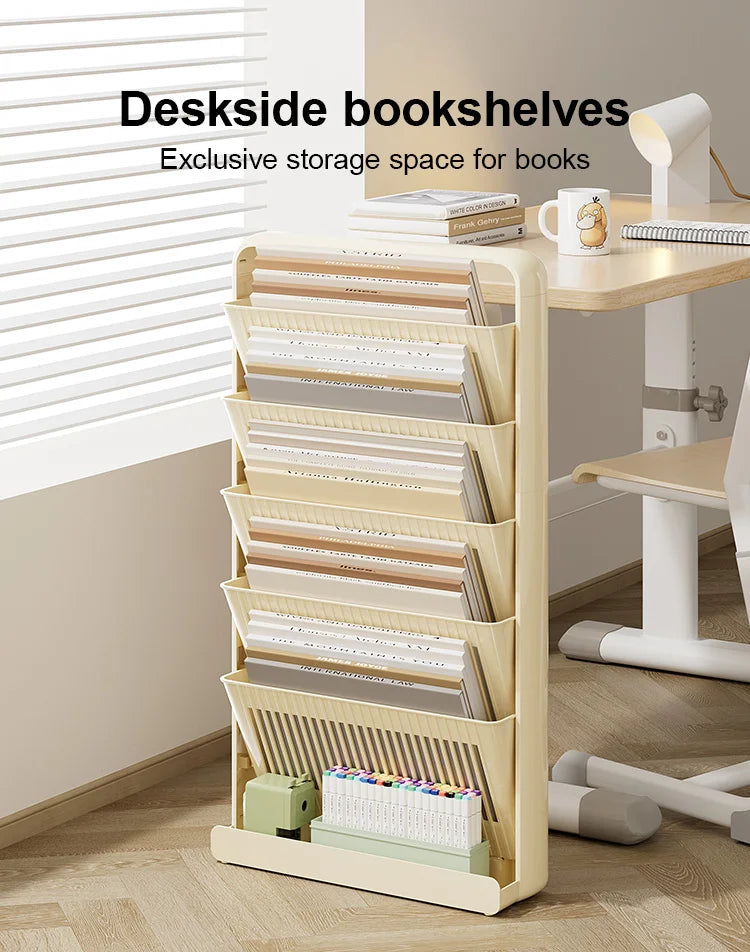 UFORU Dopamine Study Desk Organizer – Large Capacity Side-Mounted Bookshelf for Textbooks & Magazines