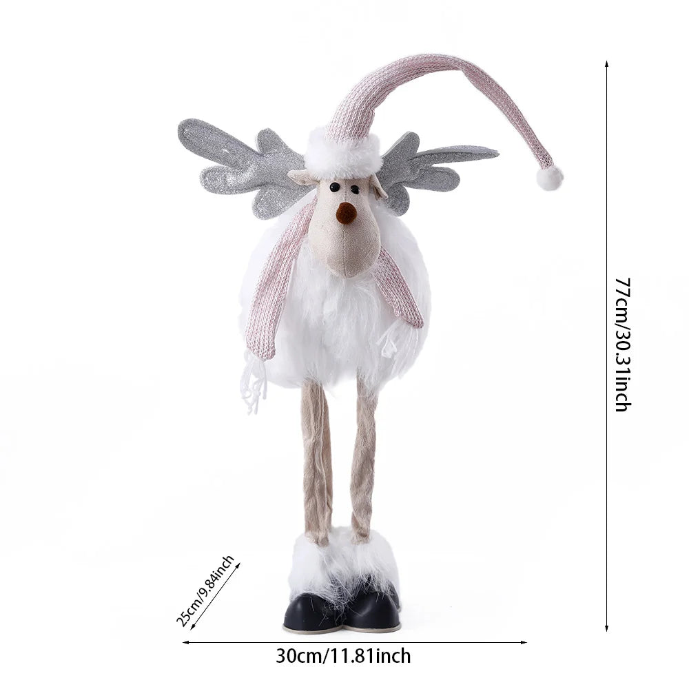 Christmas Large Standing Elk Dolls Navidad Figurine Ornaments With Lights Reindeer For Xmas Kid Gift 2023 New Year Home Decor