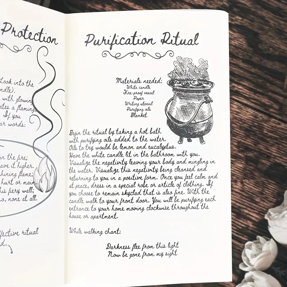 [Vintage | Witch] Vintage 1pc Old Witch Spells Book, Intricate Black & Golden Design with Butterfly Motif | Ideal for Birthday