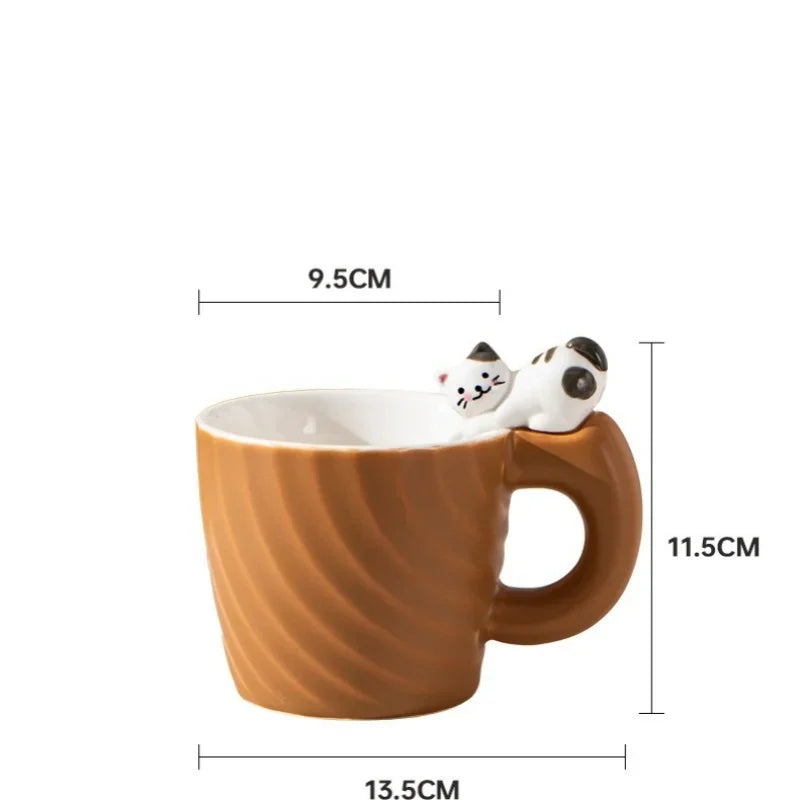 Creative Cartoon Cat Ceramic Mug Cute Cat Cup Children's Milk Breakfast Home Office Coffee Cups Tea Cup Gift Frends Drinkware