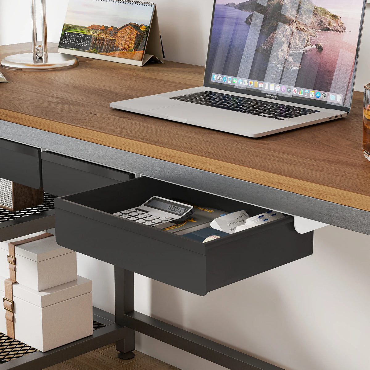 Under-Desk Hidden Storage Drawer Organizer