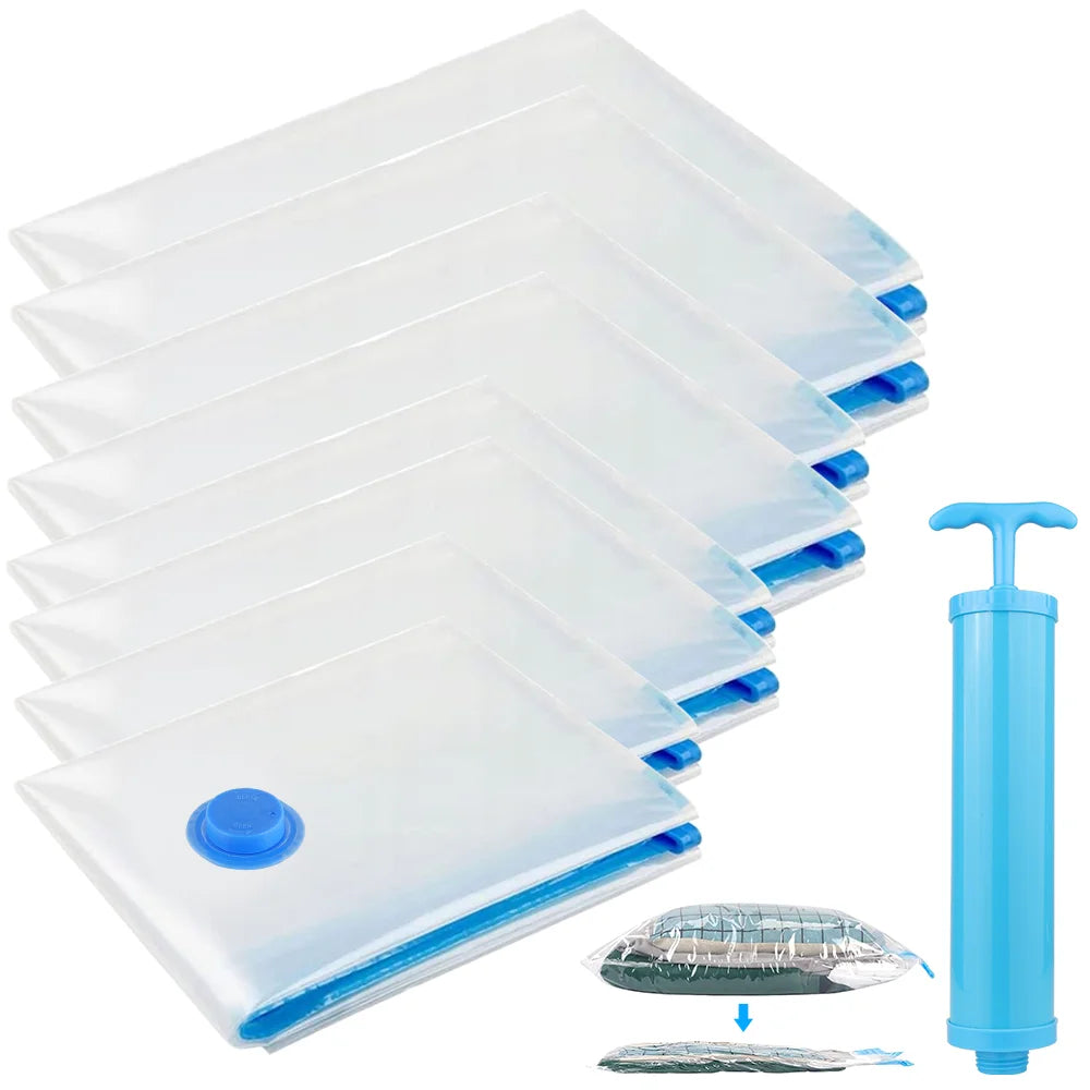 Vacuum Storage Bags Transparent Folding Compressed Space Storage Bag Travel Seal Packet Organizers For Clothes Pillow Bedding