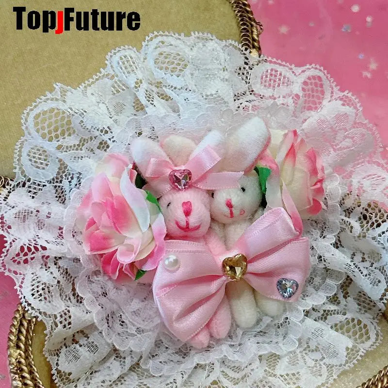 Handmade Women Mars Style Gal Series Y2K Rabbit Gradient Flower