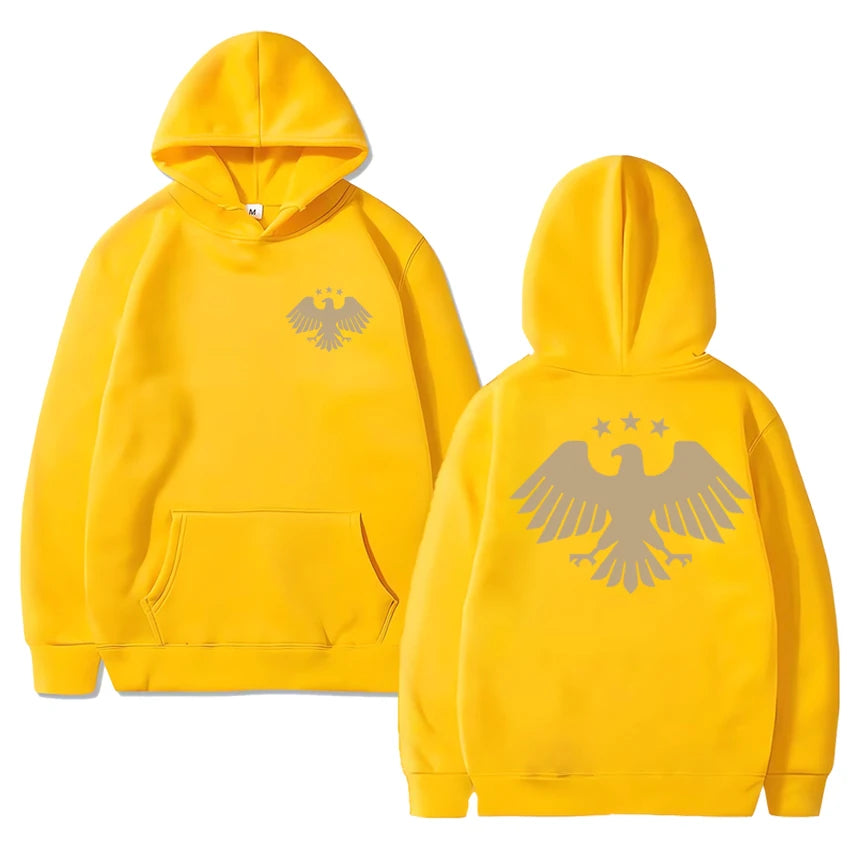 Autumn Winter Men women harajuku black Sweatshirt Eagle of Syria Double Sided Graphic Hoodie Unisex Fleece Long sleeve pullovers
