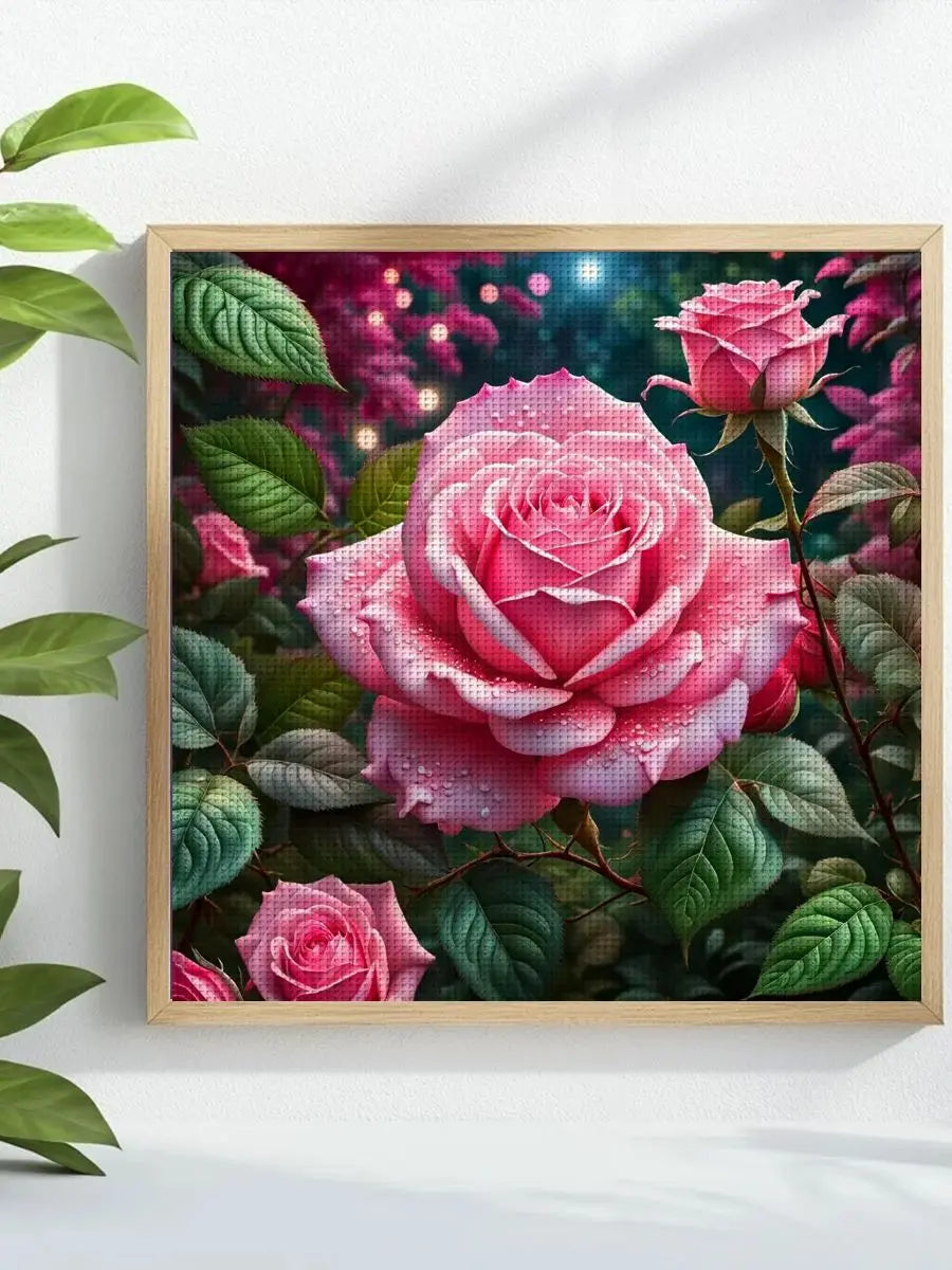 1pc 40X40CM/15.74inch Flower stamped cross stitch kit DIY kit 11CT/14CT DIY Embroidered set DIY Cross-Stitch Set accessories