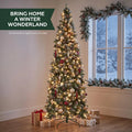 9FT Pre-Lit Slim Pencil Christmas Tree with Pine Cones