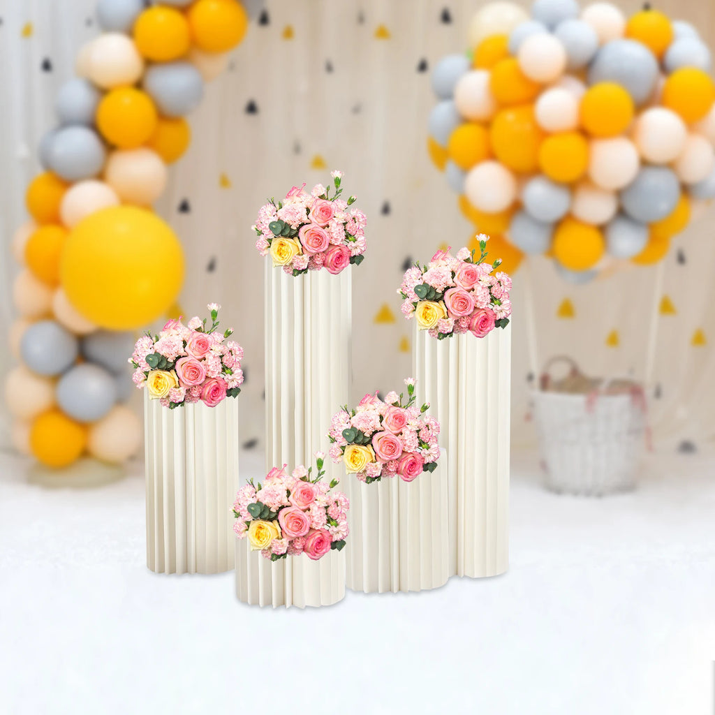Wedding Party Flower Stand Cylinder Foldable Cardboard Centerpiece Dessert