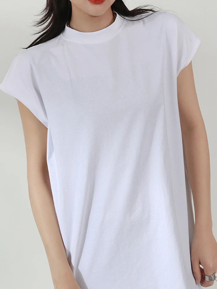 [EAM] Loose Fit black irregular Sweatshirt New Round Neck Long Sleeve Women Big Size Fashion Tide Spring Autumn 2026 1DF0420