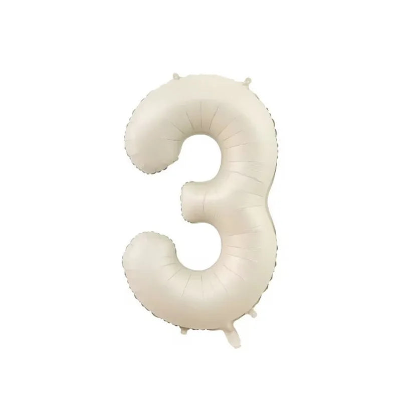 10/5/1Pc Brown Beige Cream 18inch Heart Balloons Cream Number Balloons 1 2 3 4 5 6 Birthday Number Foil Balloon Helium Air Globo