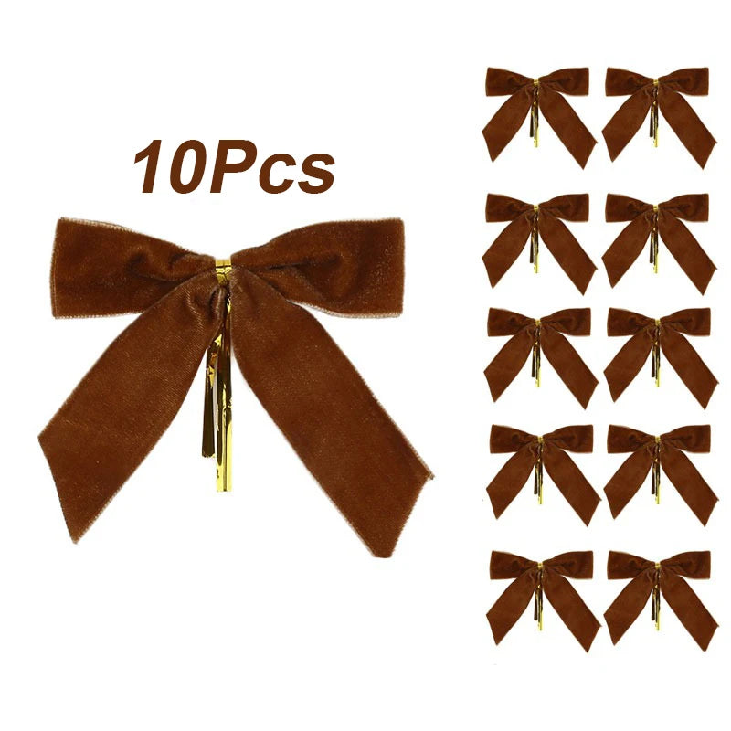 10/20Pcs Velvet Bows For Christmas Tree Decor Wreath Garland Velvet Bow With Twist Tie Christmas Velvet Bows Christmas Holiday