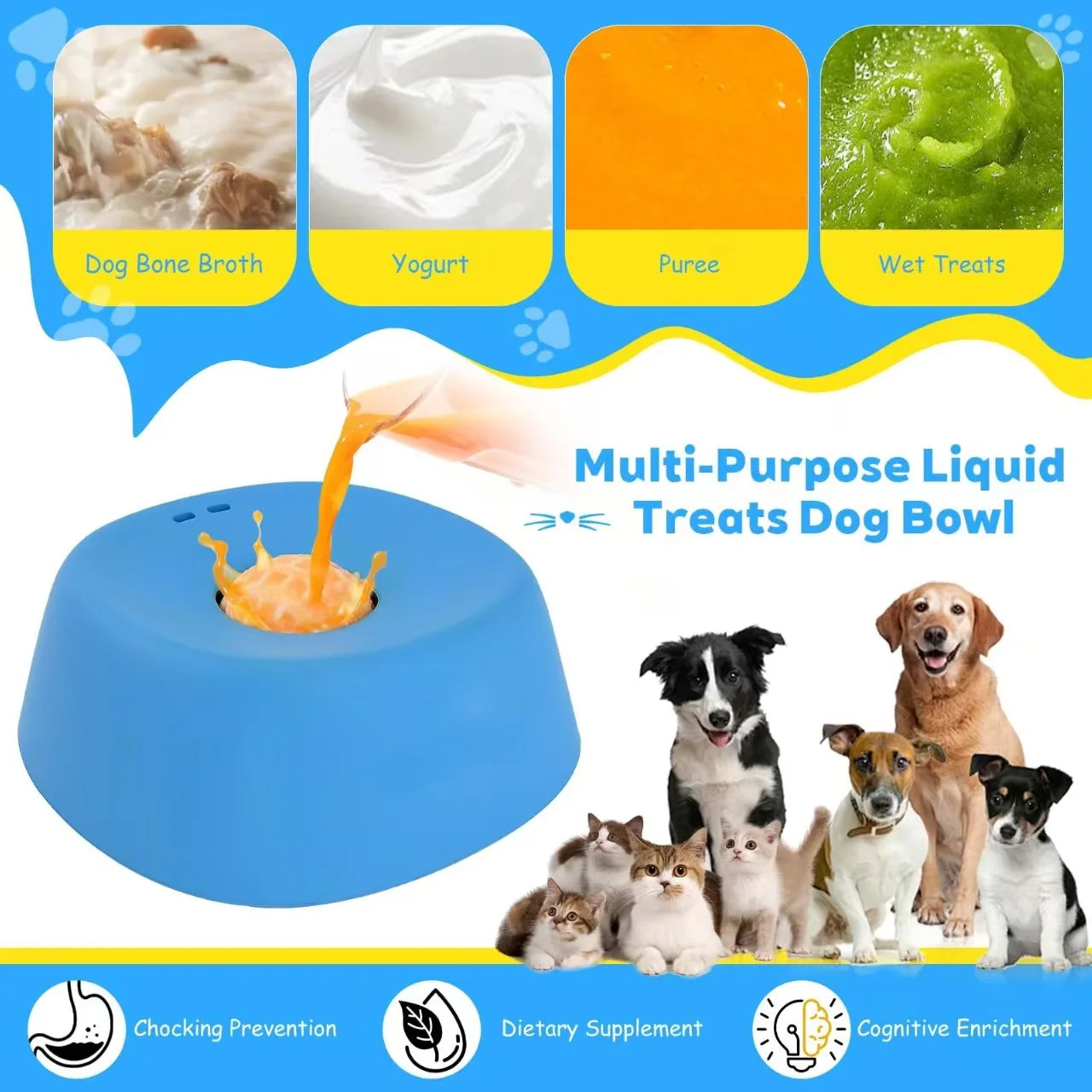 Dog/cat licking bowl, pet licking toy slow food bowl, makes dogs/cats love licking.