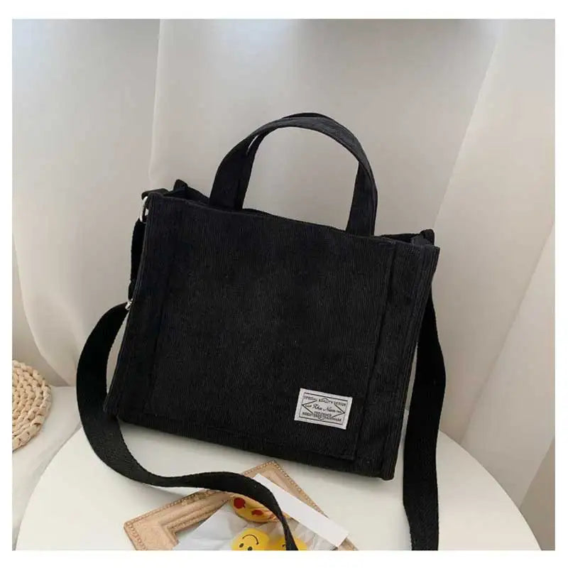Corduroy Crossbody Tote Bag