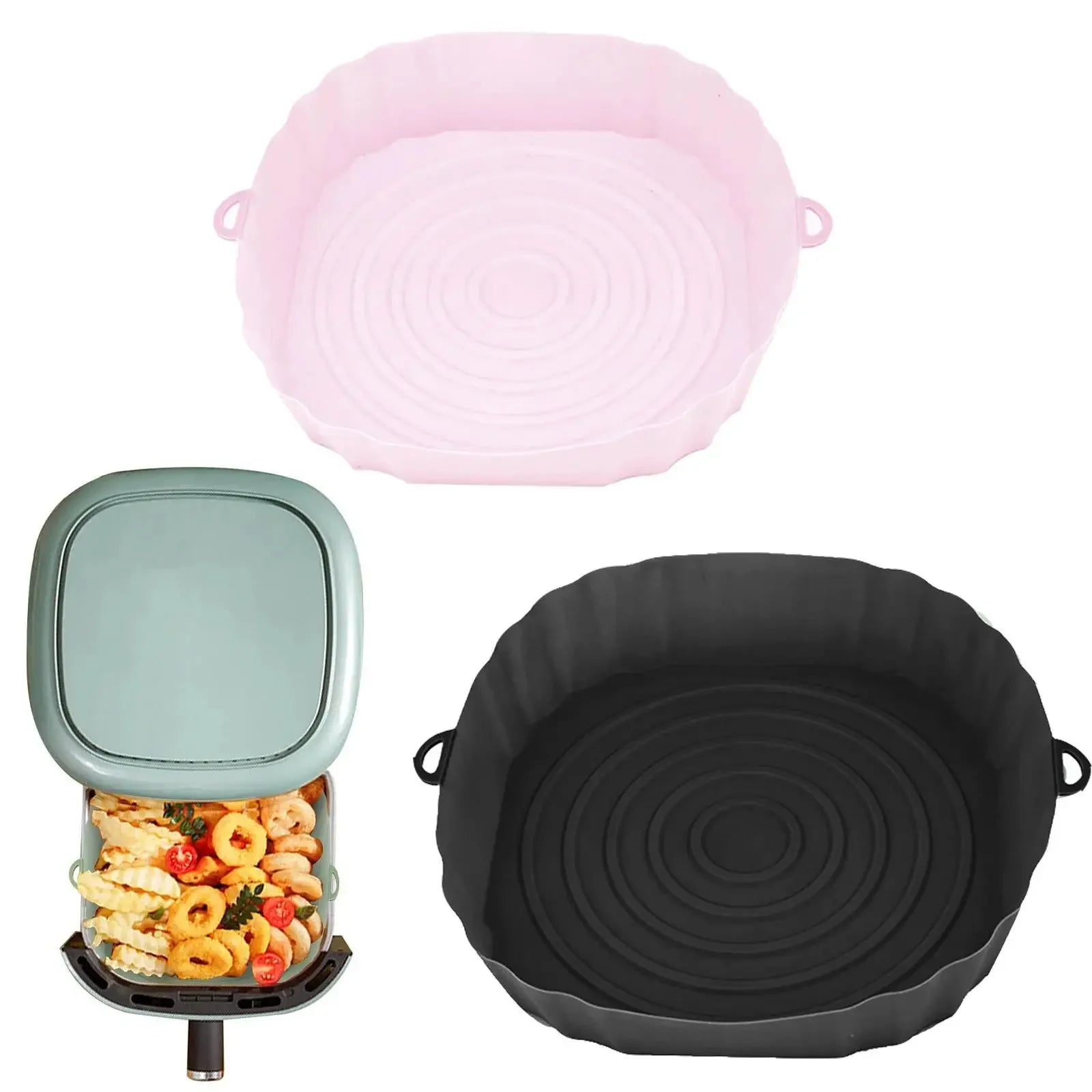 Silicone Basket for Air Fryer Oven Baking Tray Pizza Fried Chicken Silicone Mold Reusable Bakeware Liner Kitchen Accessorie