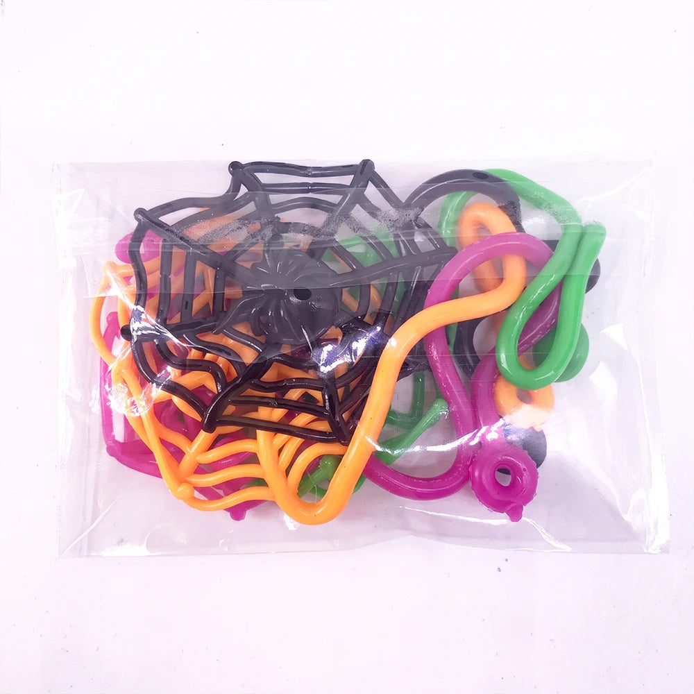 8/12/24Pcs Spider Party Favor Colorful Sticky Hands Spider Web Classroom Prizes Halloween Party Favor Spider Theme Birthday Gift