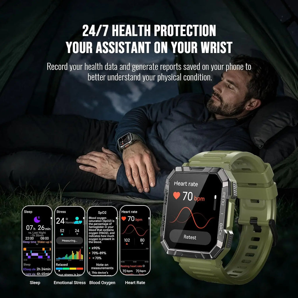 Blackview Military Smart Watch for Men with Flashlight/Compass IP68