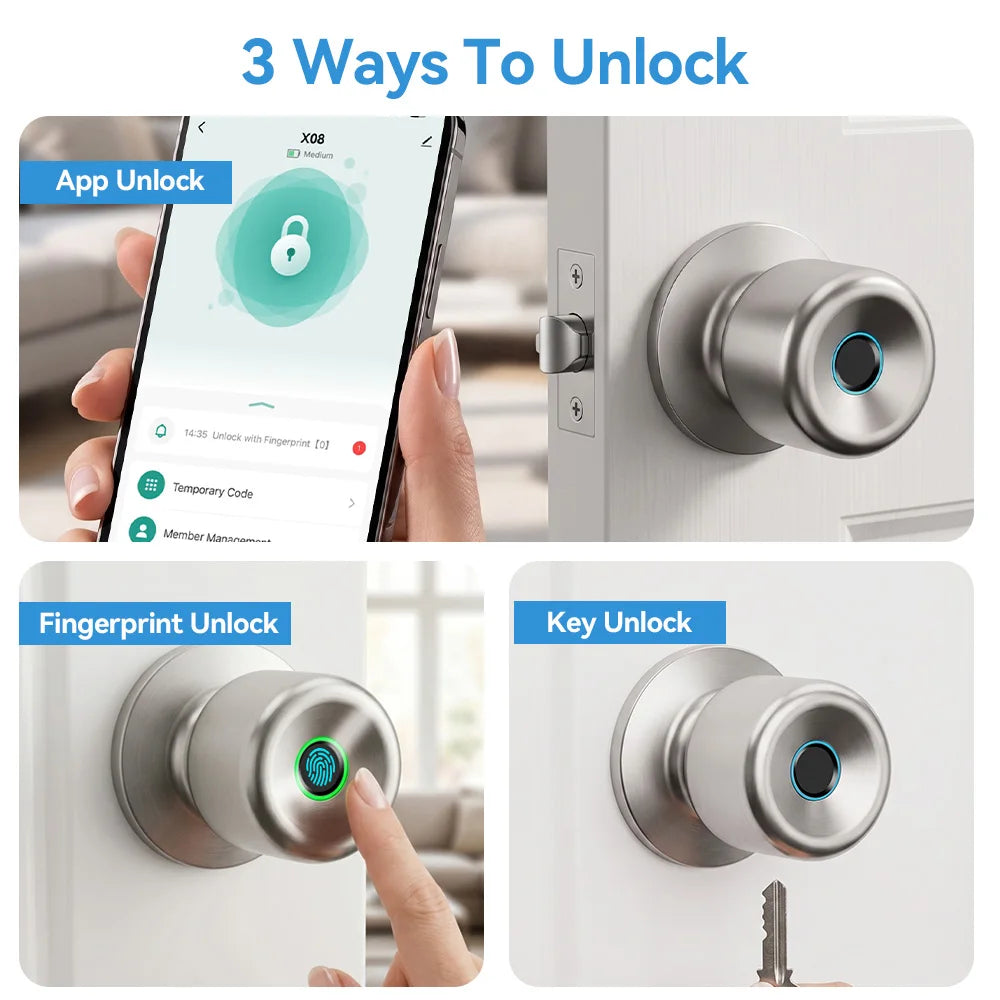 YFK Keyless Entry Smart Door Lock Knob Fingerprint App
