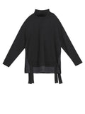 [EAM] Loose Fit Asymmetrical Big Size Sweatshirt New High Collar Long Sleeve Women Big Size Fashion Spring Autumn 2026 19A-a124