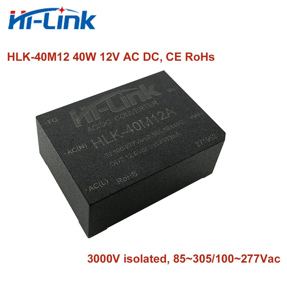 Free Ship Customized 5pcs AC-DC HLK-40M12A 40W 12V Single