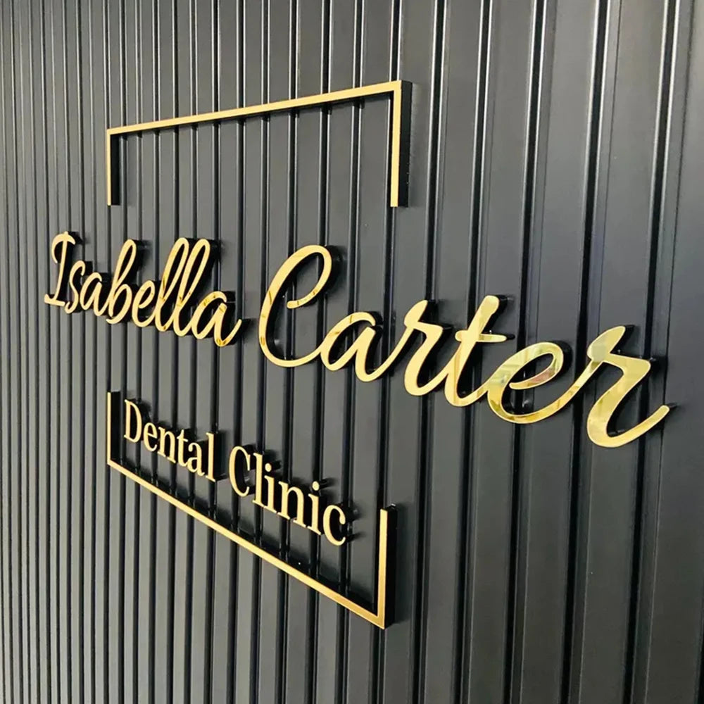 Customized 3D Business Logo Sign Laser Cut Acrylic Wall Mounted Name Sign Beauty Salon/Office/Shop/Home/Dental/SPA Decor