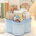 360° Rotating Desk Organizer, 6-Compartment Desktop Pen Holder, Plastic Office Supplies Storage Box for Desk, School and Home