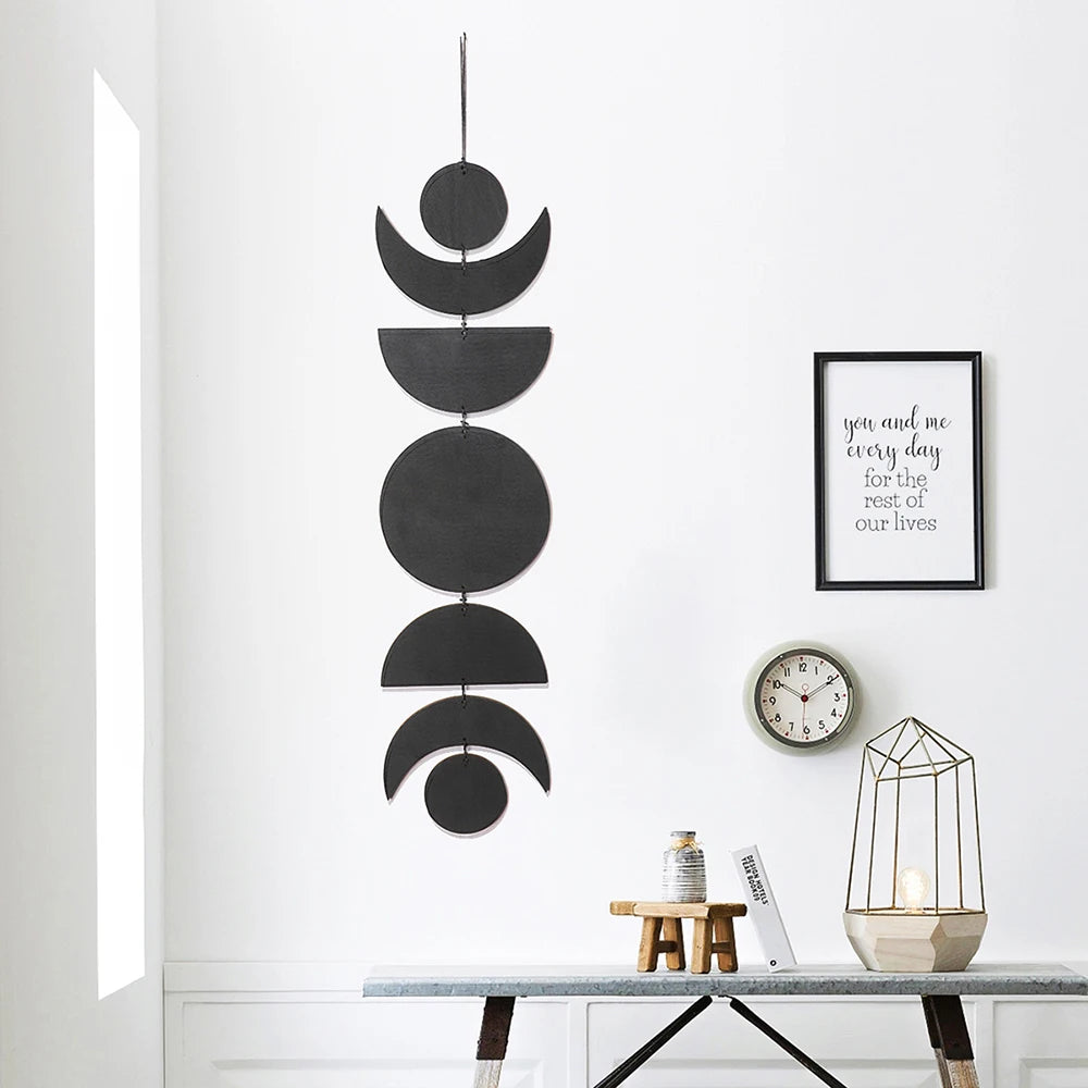 Wooden Moon Phase Garland Wall Decor Ramadan Decoration Boho Home Decor Bedroom Living Room Nursery Ornament Decor Craft Gift