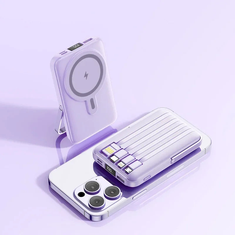 PD 22.5W Fast Charging Power Bank 20000mAh Magnetic Wireless Charger for iPhone 15 14 Samsung Xiaomi Powerbank Built USB C Cable
