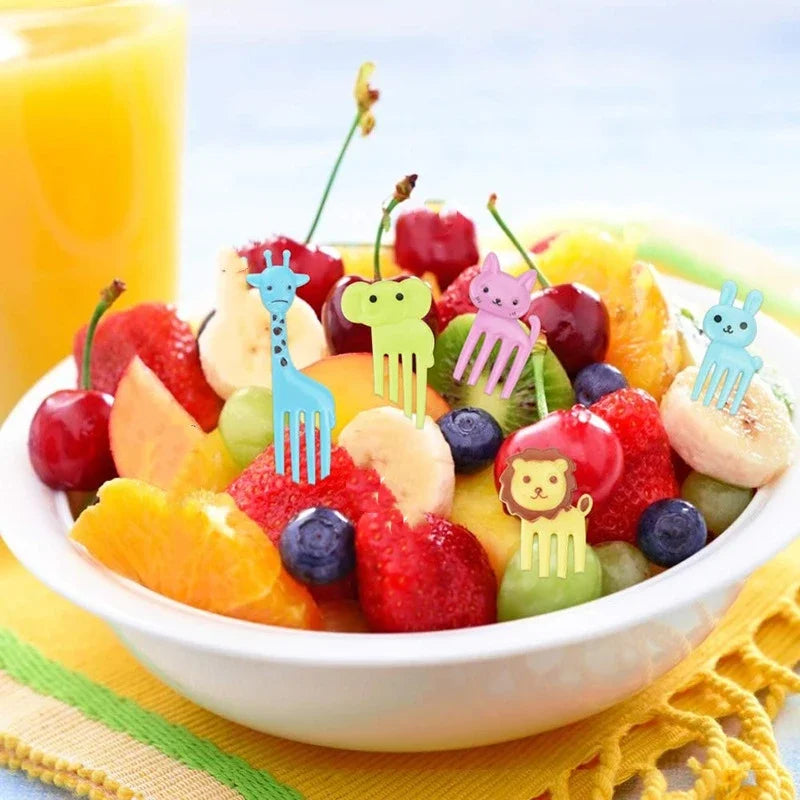 40PCS Fruit Fork Cartoon Kids Cake Fruit Toothpick Mini Animal Fork Food Grade Plastic Bento Lunch Bento Accessories Party Decor