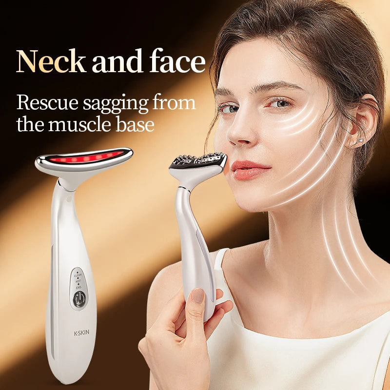 K-SKIN EMS Face Beauty Instrument Beauty Neck Massager Micro-Current Vibration Color light Senility Face Massager  Skin Care