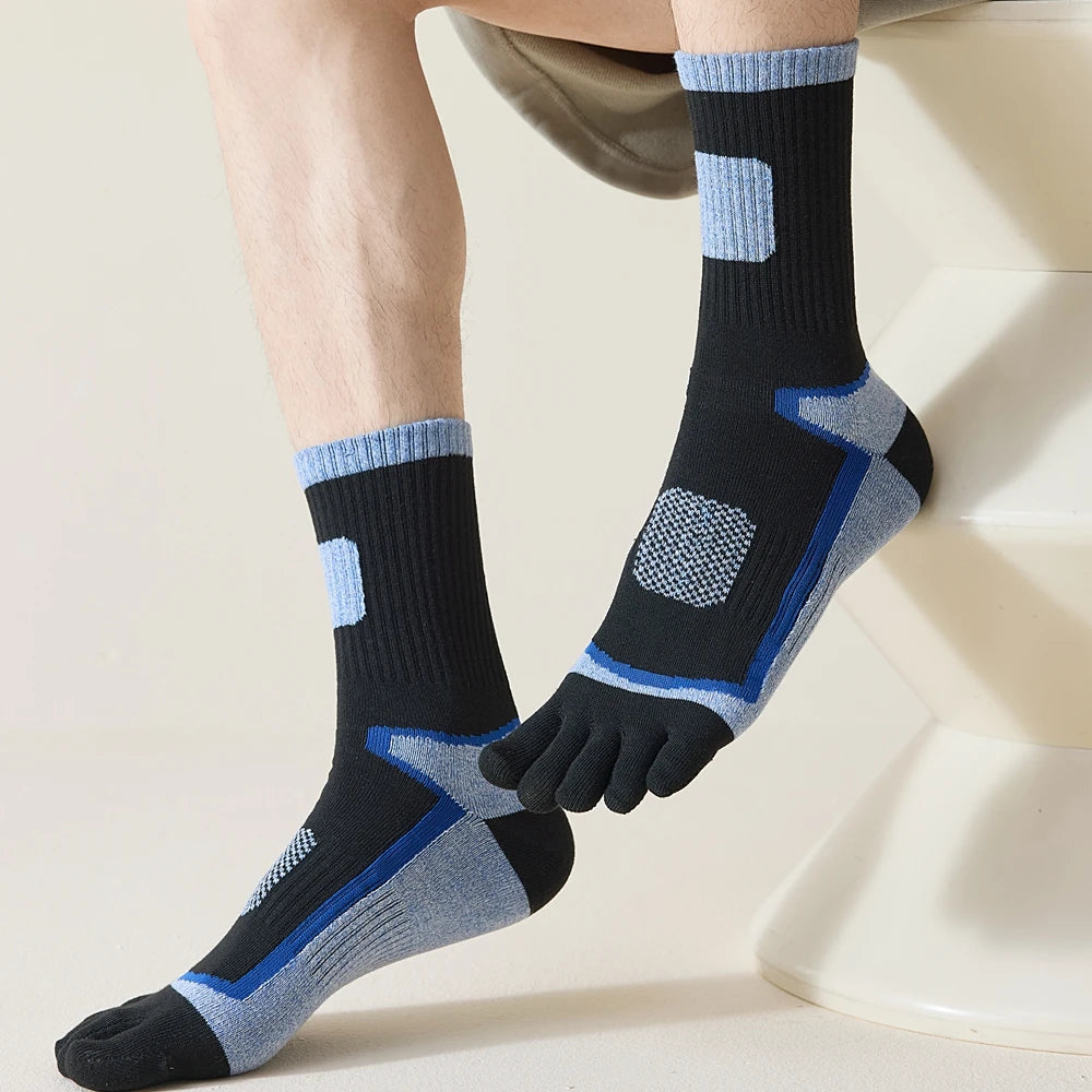 3 Pairs Fleece Toe Socks Men Autumn Winter Warm Five Finger Socks Man High Quality Cotton Sports Crew Socks Running