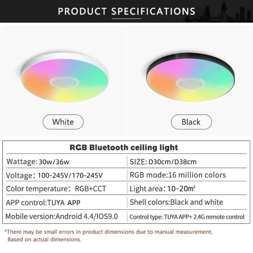 Tuya Smart Audio Ceiling Light APP Remote Control RGB Ambient Lamp Living Room Bedroom Home Decor LED Music Ceiling Lights