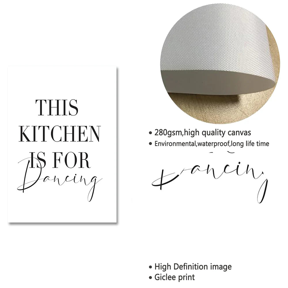 Minimalist Good Food Good Mood Bon Appetit Quotes Canvas Painting Black White Posters Wall Art Pictures For Kitchen Home Decor